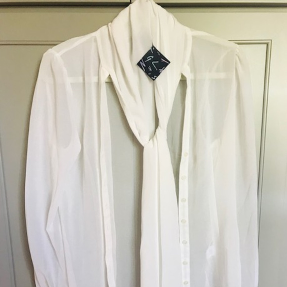 NWT Nasty Gal Off  High Neck Blouse - Picture 4 of 7